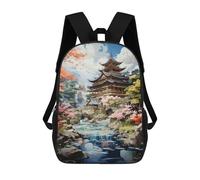 sinyumoney Cherry Blossom Temple Reflections -3 Rucksack School Secondary High School College Backpack Travel for Teenage Girls Boys Women Men 17inch