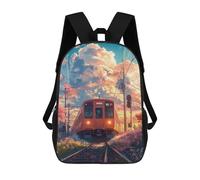 sinyumoney Cherry Blossom Train Journey -1 School Backpack 3D Printed Children's 17inch Backpacks Bag Bookbag for Kids Boy Girl Book Bags Kids School Bag Travel Rucksacks