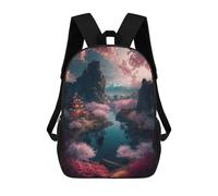 sinyumoney Cherry Blossom Valley School Backpack for Girls Backpack Water Repellent Casual Daypack Lightweight Rucksack Boy Girl School Backpack 17inch