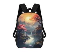 sinyumoney Cherry Blossom Valley Sunset -1 School Bag 3D Printed 17inch Backpacks Fashion Kids School Backpack Rucksacks for Boys Elementary And Middle School Students