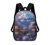 sinyumoney Cherry Blossom Village with Mount Fuji School Backpack 3D Printed Children's 17inch Backpacks Bag Bookbag for Kids Boy Girl Book Bags Kids School Bag Travel Rucksacks