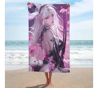 sinyumoney Cherry Blossom Warrior with Cat Basics Towel Set Water Absorbent Bathroom Beach Towel for Spa Gym Hotel & Everyday Bathroom 130cm*80cm