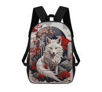 sinyumoney Cherry Blossom Wolf Backpack School Large School Backpack for Boys - Perfect for Travel, Work And Daily Use 17inch