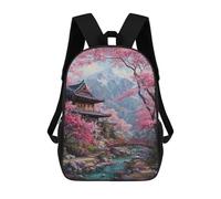 sinyumoney Cherry Blossom Zen Garden School Backpack Large School Backpack for Boys for Campus Outdoor Travel Sports 17inch