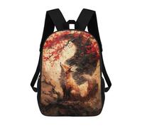 sinyumoney Cherry Fox Yin And Yang Backpack with Pocket 3D Printed Backpacks, Travel Rucksacks Book Bags Kids School Bag 17inch