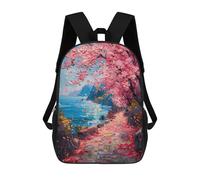 sinyumoney Cherry Tree Oil Painting Kids' Backpack 3D Printing School Bag Boys Cool Daypacks Casual Knapsack Fun Back Bag for Kids And Teenager 17inch