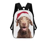 sinyumoney Chesapeake Bay Retriever Dog with Santa Hat 3D Printed Kids School Bag Rucksacks Children's School Fashion Casual Back Pack High Capacity Travel Book Bags Backpack for Kids 17inch