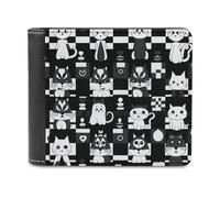sinyumoney Chess Cats Pattern 3D Print Men's Wallet Multiple Slots Banknote Compartments Soft Convenient Purse Youth Guys 11.7cm*9.5cm