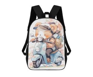 sinyumoney Chibi Bear Scooter Ride Backpack School Water Resistant Travel Backpack Computer Bag - Perfect for Travel, Work And Daily Use 17inch