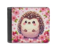 sinyumoney Chibi Hedgehog with Cherry Blossoms 3D Print Wallet Credit Cards Coins RFID Blocking Stylish Banknote Compartments Purse Everyday Use 11.7cm*9.5cm
