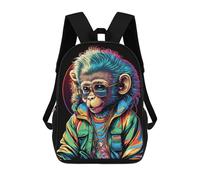 sinyumoney Chic Monkey in Colorful Jacket Kids School Backpack 3D Printed Fashion School Bag Casual School Bag for Boys Elementary And Middle School Students 17inch