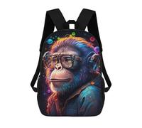 sinyumoney Chic Monkey with Glasses Kids Backpack 17 Inch School Bag 3D Printed Cartoon School Backpacks for Boys And Teenager School Students