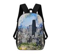 sinyumoney Chicago in Watercolor School Bags High Secondary School Bags Casual Backpack for Men/Women 17inch