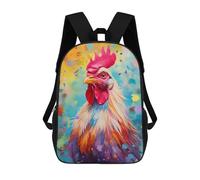 sinyumoney Chicken Color 3D Printed 17inch Kids School Backpack School Bag Fashion Rucksacks for Boys Elementary And Middle School Students