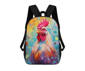 sinyumoney Chicken Color 3D Printed 17inch Kids School Backpack School Bag Fashion Rucksacks for Boys Elementary And Middle School Students