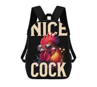 sinyumoney Chicken Farming Funny Cock School Bags High Secondary School Bags Casual Backpack for Camping Outdoor Adventures And Daily Travel 17inch