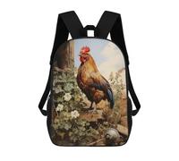 sinyumoney Chicken Rooster Farm Children's Backpacks 17inch School Backpack 3D Printed Bag Bookbag for Kids Travel Rucksacks Boy Girl Book Bags Kids School Bag