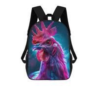 sinyumoney Chicken Space Animal School Bag Bookbag 3D Printed Children's Backpacks for Kids Boy Girl Book Bags Kids School Bag Travel Rucksacks 17inch
