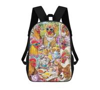 sinyumoney Chickens And Dogs Tea Party School Backpack Water Resistant School Bag Business Backpack for Men/Women 17inch