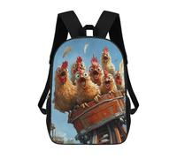 sinyumoney Chickens on Rollercoaster School Bag Bookbag 3D Printed Children's Backpacks for Kids Boy Girl Book Bags Kids School Bag Travel Rucksacks 17inch