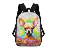 sinyumoney Chihuahua Graffiti Backpacks Kids 17inch School Backpack School Bag 3D Printed School Bag for Boys Elementary And Middle School Students