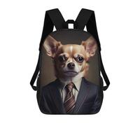 sinyumoney Chihuahua in Suit Portrait Backpack School Bag Lightweight Airport College Students Back Pack for Men/Women 17inch