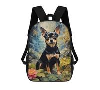 sinyumoney Chihuahua Portrait in Floral Setting School Backpack Lightweight Airport College Students Back Pack for Girls Boys Teenage 17inch