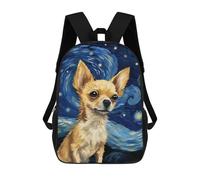 sinyumoney Chihuahua Starry Night Kids Backpack, Backpack School Bag, Backpacks Kids School 3D Printed School Bags for Elementary And Middle School Students Teens Birthday Gift 17inch