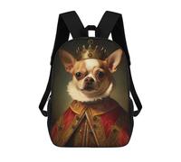 sinyumoney Chihuahua The King Backpacks Kids 17inch School Backpack School Bag 3D Printed School Bag for Boys Elementary And Middle School Students