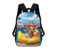 sinyumoney Chihuahua Vacation School Backpack Fashion Stationery Backpack Waterproof Casual Daypacks for Teenage Girls Boys Women Men 17inch