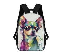 sinyumoney Chihuahua Watercolor Backpack 3D Printed Children's School Backpack for Kids High Capacity Travel Rucksacks Book Bags Kids School Bag Back Pack 17inch