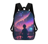 sinyumoney Child Gazing at Cosmic Window Backpacks, Kids Backpack Student School Bag 3D Printed Travel Backpacks Fashion Accessory Backpack Children Waterproof School Bags 17inch
