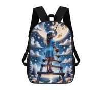 sinyumoney Child on Ladder Dreams of Moon Backpack 3D Print Kids Bag Elementary Students Daypack Lightweight School Bag for Children Girls Boys Nursery Lunch Pack 17inch
