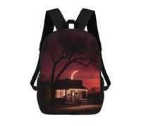 sinyumoney Children 17inch School Backpack 3D Printed 80s Neon Night Moon Bookbags Travel Rucksack Casual Large Capacity Daypack for Boys Girls