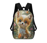 sinyumoney Children 17inch School Backpack 3D Printed Adorable Fox Cub with Butterflies Bookbags Travel Rucksack Casual Large Capacity Daypack for Boys Girls