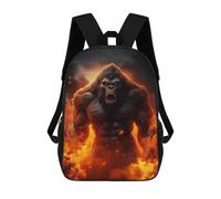 sinyumoney Children 17inch School Backpack 3D Printed Angry Evil Gorilla Fire Bookbags Travel Rucksack Casual Large Capacity Daypack for Boys Girls