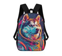 sinyumoney Children 17inch School Backpack 3D Printed Astronaut Space Husky Bookbags Travel Rucksack Casual Large Capacity Daypack for Boys Girls