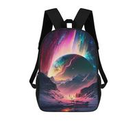 sinyumoney Children 17inch School Backpack 3D Printed Aurora Glacier Planet Bookbags Travel Rucksack Casual Large Capacity Daypack for Boys Girls