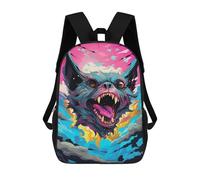 sinyumoney Children 17inch School Backpack 3D Printed Bat Artwork Fantasy Creature Bookbags Travel Rucksack Casual Large Capacity Daypack for Boys Girls