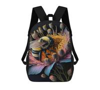 sinyumoney Children 17inch School Backpack 3D Printed Bee on Passion Flower Bookbags Travel Rucksack Casual Large Capacity Daypack for Boys Girls