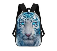 sinyumoney Children 17inch School Backpack 3D Printed Blue-Eyed White Tiger-2 Bookbags Travel Rucksack Casual Large Capacity Daypack for Boys Girls