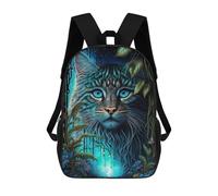sinyumoney Children 17inch School Backpack 3D Printed Blue Eyes Cat in Jungle Bookbags Travel Rucksack Casual Large Capacity Daypack for Boys Girls