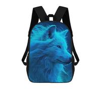 sinyumoney Children 17inch School Backpack 3D Printed Blue Wolf Spirit Art Bookbags Travel Rucksack Casual Large Capacity Daypack for Boys Girls