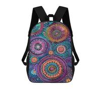 sinyumoney Children 17inch School Backpack 3D Printed Colorful Abstract Circular Pattern Bookbags Travel Rucksack Casual Large Capacity Daypack for Boys Girls
