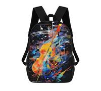 sinyumoney Children 17inch School Backpack 3D Printed Colorful Abstract Violin Art Print Bookbags Travel Rucksack Casual Large Capacity Daypack for Boys Girls