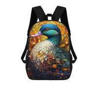 sinyumoney Children 17inch School Backpack 3D Printed Colorful Duck Artwork Bookbags Travel Rucksack Casual Large Capacity Daypack for Boys Girls