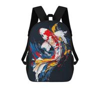 sinyumoney Children 17inch School Backpack 3D Printed Colorful Koi Fish Painting-2 Bookbags Travel Rucksack Casual Large Capacity Daypack for Boys Girls