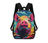 sinyumoney Children 17inch School Backpack 3D Printed Colorful Pig Art Print Bookbags Travel Rucksack Casual Large Capacity Daypack for Boys Girls