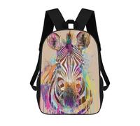 sinyumoney Children 17inch School Backpack 3D Printed Colorful Zebra Art Print-1 Bookbags Travel Rucksack Casual Large Capacity Daypack for Boys Girls
