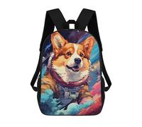 sinyumoney Children 17inch School Backpack 3D Printed Corgi in Space Suit Bookbags Travel Rucksack Casual Large Capacity Daypack for Boys Girls
